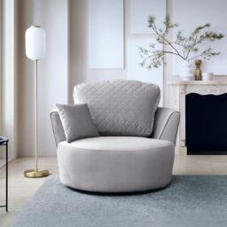 Abakus Direct Chicago Spill-Proof Velvet Swivel Chair in Light Grey