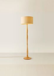 ValueLights Victoria Light Wood Traditional Stem Floor Lamp with Fabric Drum Shade in Natural - thumbnail 2