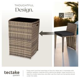 tectake Garden Table & Chairs Hamburg - 2 chairs, 1 dining table, bistro set in Natural - Size: 2 Seater - thumbnail 4