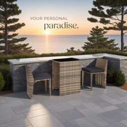 tectake Garden Table & Chairs Hamburg - 2 chairs, 1 dining table, bistro set in Natural - Size: 2 Seater - thumbnail 8