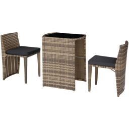 tectake Garden Table & Chairs Hamburg - 2 chairs, 1 dining table, bistro set in Natural - Size: 2 Seater
