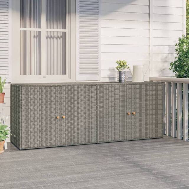 Berkfield Home Garden Storage Cabinet Grey 198x55.5x80 cm Poly Rattan - image 1