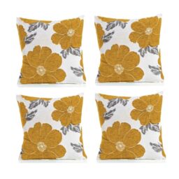 Luxury Living Poppy Chenille Cushions Set of 4 - Luxurious Floral Design, Thick Jacquard Fabric, Easy-Care with Wide Zip - Size: 45 cm x 45 cm - thumbnail 1