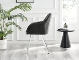 FurnitureboxUK Novara Round Glass Dining Table & 4 Falun Silver Leg Chairs in Dark Grey - thumbnail 6