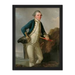 "Artery8 Wall Art Print Webber Portrait Captain James Cook Large Framed Wall Décor Art in Light Oak - Size: W18"" x H24""" - thumbnail 1