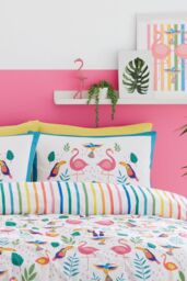 Fusion 'Tropical Flamingo' Reversible Duvet Cover Set in Pink - Size: King - thumbnail 2