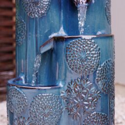 Primrose Aber Blue Ceramic Cascading Vase Water Feature with LED Lights 87cm - thumbnail 6
