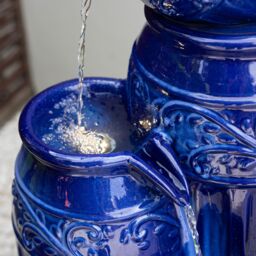 Primrose Aber Blue Ceramic Cascading Vase Water Feature with LED Lights 87cm - thumbnail 9