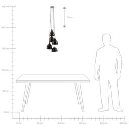Wyld and Coco 5-Light Industrial Pendant Lamp Black Iron with Orange Interior - thumbnail 8