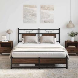 Berkfield Home Bed Frame without Mattress Brown Oak 140x200 cm Engineered Wood - thumbnail 5