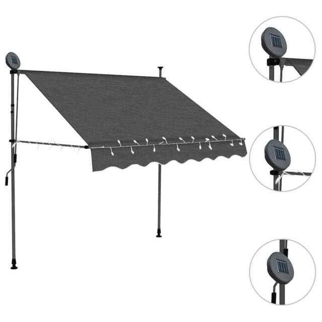 Berkfield Home Manual Retractable Awning with LED 150 cm Anthracite in Dark Grey - image 1