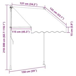 Berkfield Home Manual Retractable Awning with LED 150 cm Anthracite in Dark Grey - thumbnail 8