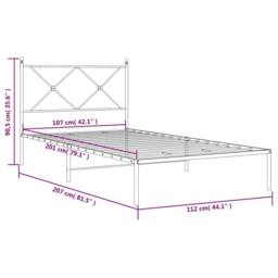 Berkfield Home Metal Bed Frame without Mattress with Headboard White 107x203cm - Size: 107x203 cm - thumbnail 8