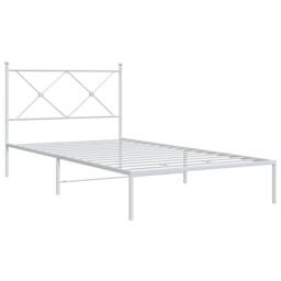 Berkfield Home Metal Bed Frame without Mattress with Headboard White 107x203cm - Size: 107x203 cm - thumbnail 1