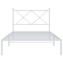 Berkfield Home Metal Bed Frame without Mattress with Headboard White 107x203cm - Size: 107x203 cm - thumbnail 4