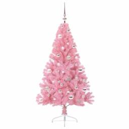 Berkfield Home Beautiful Artificial Pre-lit Christmas Tree with 150 LEDs Pink 15 - thumbnail 1