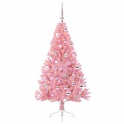 Berkfield Home Beautiful Artificial Pre-lit Christmas Tree with 150 LEDs Pink 15 - thumbnail 3