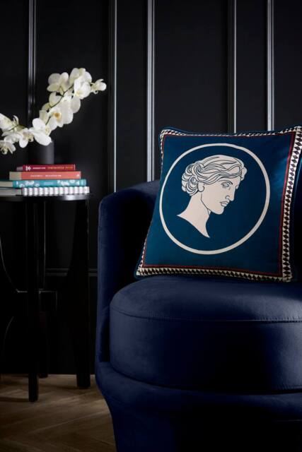 Laurence Llewelyn-Bowen 'Goddess' Velvet Filled Cushion in Teal - Size: 43 cm x 43 cm - image 1