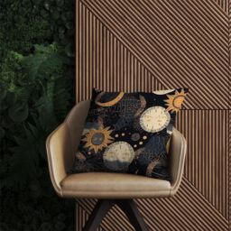 Warren Reed - Designer Gold Sun & Moon Outdoor Cushion in Yellow - Size: 60 cm x 60 cm - thumbnail 2