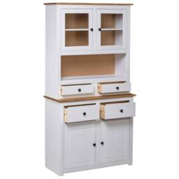 Berkfield Home Highboard White 93x40.5x180 cm Solid Pine Panama Range - thumbnail 1