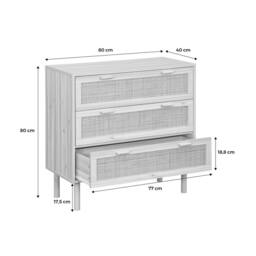 sweeek 3-drawer Chest With Cane & Wooden Effect in Light Brown - thumbnail 5