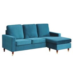 Artemis Home Hendrick Velvet Reversible Corner Sofa in Teal - thumbnail 2