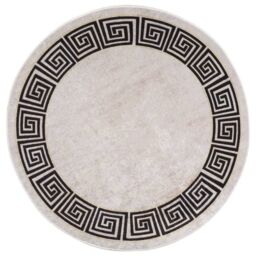 Berkfield Home Rug Washable 120 cm Light Beige Anti Slip - Size: 100 cm diameter - thumbnail 1