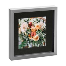 "Nicola Spring 3D Box Photo Frame - 10 x 10"" with 6 x 6"" Mount - White Mount in Grey" - thumbnail 1