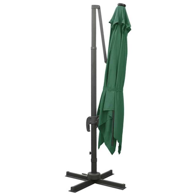 Berkfield Home Durable Cantilever Umbrella with Pole & LED Lights Green 300 cm - image 1