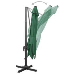 Berkfield Home Durable Cantilever Umbrella with Pole & LED Lights Green 300 cm - thumbnail 5