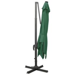Berkfield Home Durable Cantilever Umbrella with Pole & LED Lights Green 300 cm