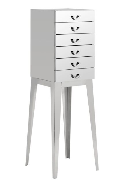 Orsina Modern 6 Drawer Chest, Stainless Steel Dresser With Mirrored Surface in Silver - image 1