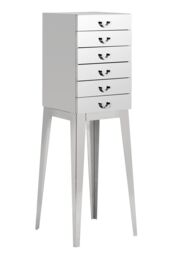 Orsina Modern 6 Drawer Chest, Stainless Steel Dresser With Mirrored Surface in Silver - thumbnail 1