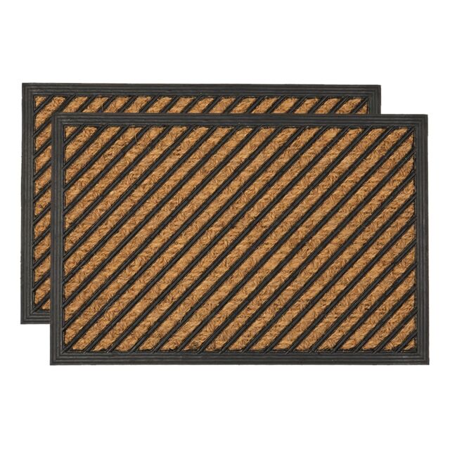 Nicola Spring Heavy Duty Door Mats - 60 x 40cm - Diagonal - Set of 2 in Brown - Size: 40 cm x 60 cm - image 1