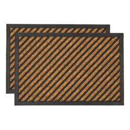 Nicola Spring Heavy Duty Door Mats - 60 x 40cm - Diagonal - Set of 2 in Brown - Size: 40 cm x 60 cm - thumbnail 1