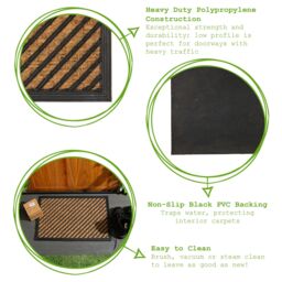 Nicola Spring Heavy Duty Door Mats - 60 x 40cm - Diagonal - Set of 2 in Brown - Size: 40 cm x 60 cm - thumbnail 3