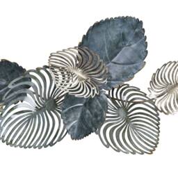 Wyld and Coco Gold Teal Iron Wall Sculpture 88 x 55 cm - Hand-Painted Leaf Design in Blue - thumbnail 2