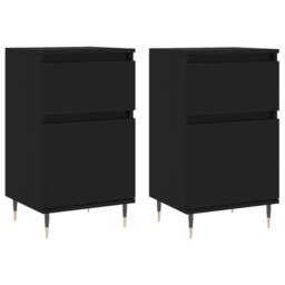 Berkfield Home Sideboards 2 pcs Black 40x35x70 cm Engineered Wood - Size: 40 x 35 x 70 cm - thumbnail 3