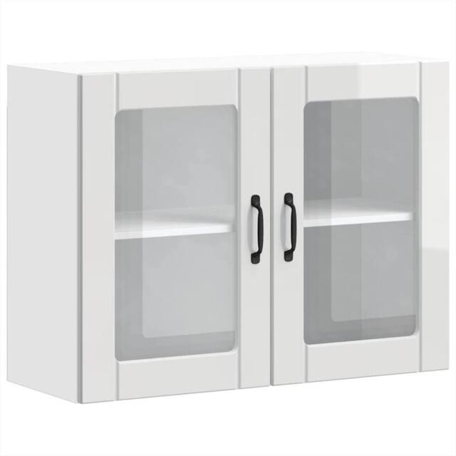 Berkfield Home Kitchen Wall Cabinet with Glass Door Kalmar Grey Sonoma Wood in White - image 1
