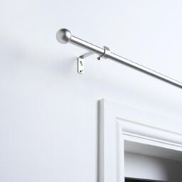 OHS Curtain Pole Extendable 16mm Metal Finnials Ball End Rings Rod Fittings in Grey - Size: 120 cm - thumbnail 1