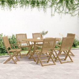 Berkfield Home 7 Piece Garden Dining Set Solid Wood Acacia in Brown - thumbnail 3