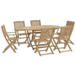 Berkfield Home 7 Piece Garden Dining Set Solid Wood Acacia in Brown - thumbnail 2