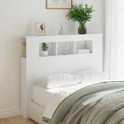 Berkfield Home LED Headboard White 120x18.5x103.5 cm Engineered Wood - thumbnail 3