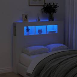 Berkfield Home LED Headboard White 120x18.5x103.5 cm Engineered Wood - thumbnail 2