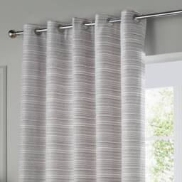 Paoletti Jupiter Chenille Jacquard Eyelet Curtain Pair in Silver - Size: 168 cm width x 229 cm drop - thumbnail 3