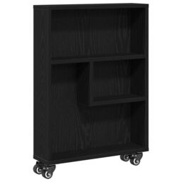 Berkfield Home Narrow Storage Trolley Black Oak 48x13x68 cm Engineered Wood - Size: 48 x 13 x 68 cm - thumbnail 2