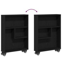 Berkfield Home Narrow Storage Trolley Black Oak 48x13x68 cm Engineered Wood - Size: 48 x 13 x 68 cm - thumbnail 8