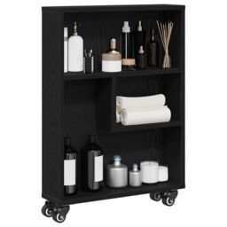 Berkfield Home Narrow Storage Trolley Black Oak 48x13x68 cm Engineered Wood - Size: 48 x 13 x 68 cm - thumbnail 3