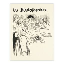 "Artery8 The Washerwomen Black White Illustration Steinlen Wall Art Poster - Size: W18"" x H24""" - thumbnail 1