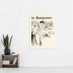 "Artery8 The Washerwomen Black White Illustration Steinlen Wall Art Poster - Size: W18"" x H24""" - thumbnail 4